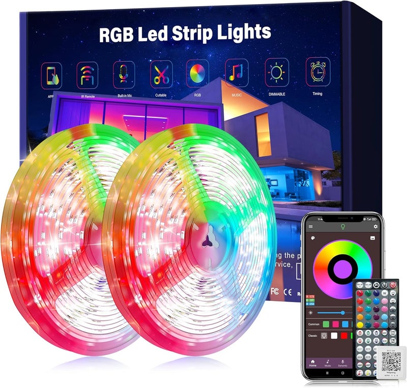 Ledagic 130 ft LED Lights for Bedroom Music Sync RGB LED Strip Lights with APP & Remote Control LED Lights for Room Home Party Christmas Wall Decor (2 Rolls of 65ft) - Image 1